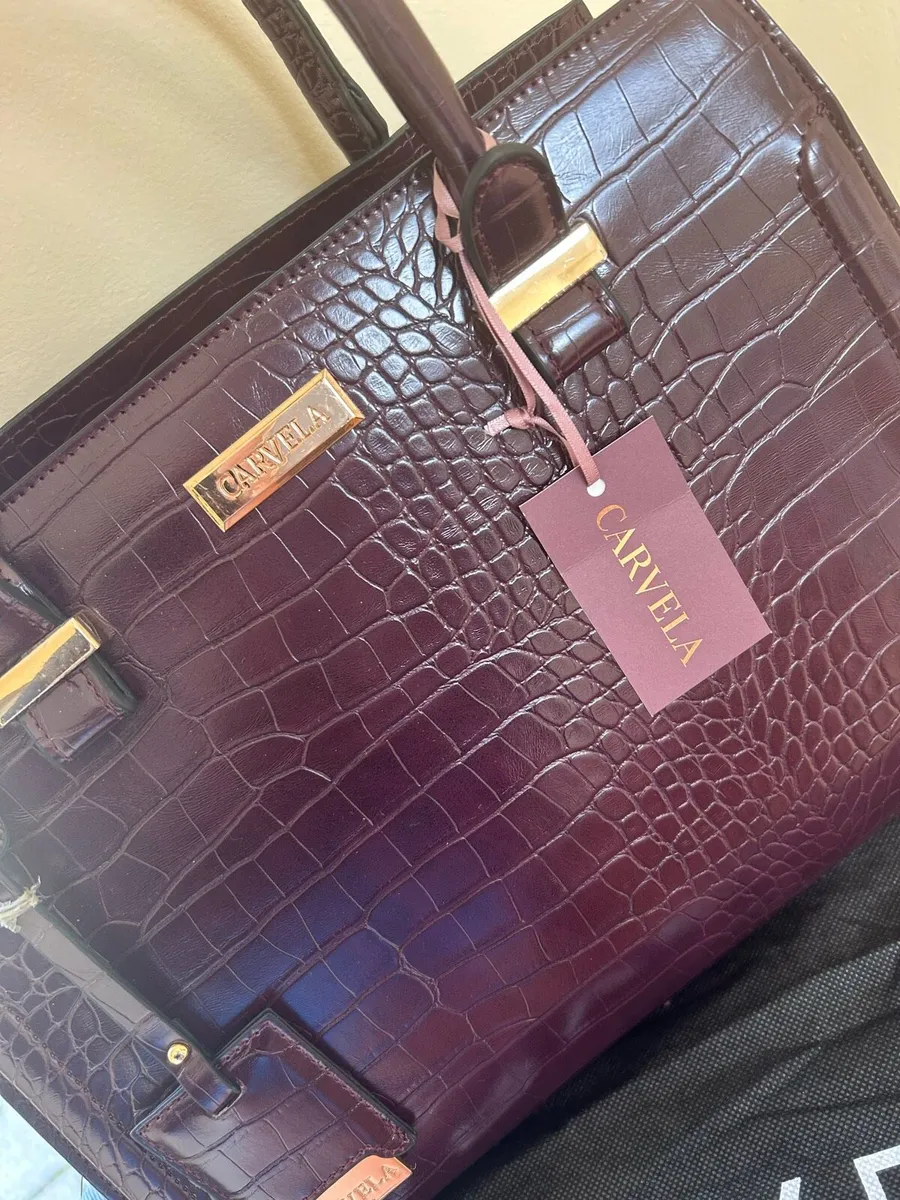 Carvela Holly Croc Zip Bag in Wine Colour - Image 2