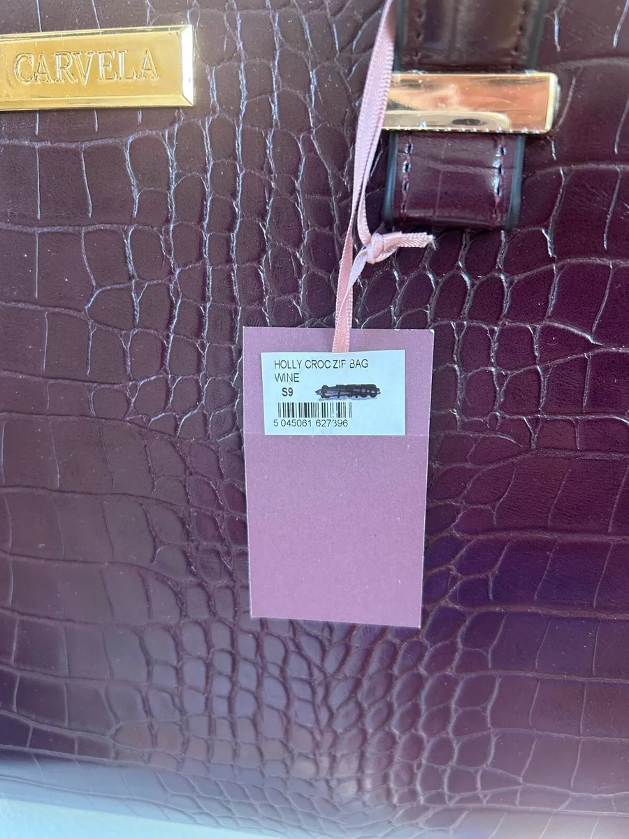 Carvela Holly Croc Zip Bag in Wine Colour - Image 4