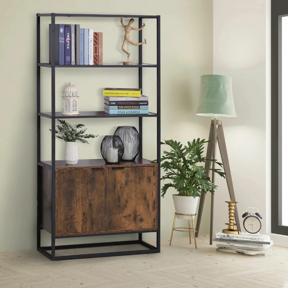 HOMCOM Storage Cabinet with 3 Open Shelves - Image 1