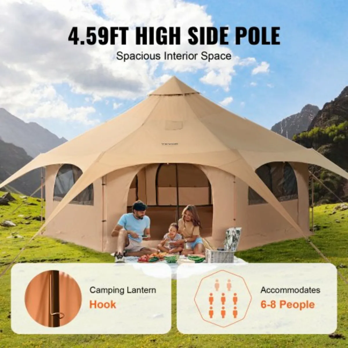 Canvas Tent, 4 Seasons 5 m/16.4 ft Bell Tent, Canv - Image 4