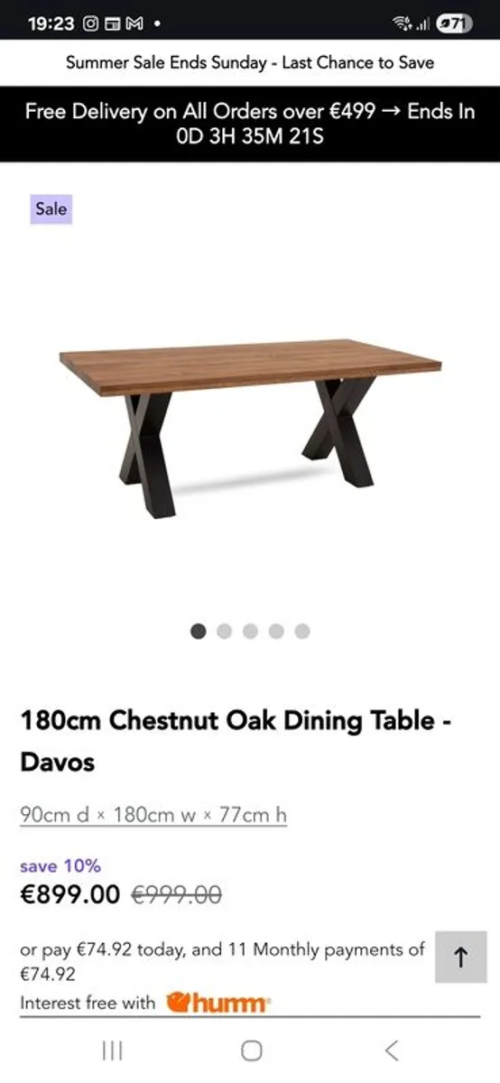CHestnut Oak Dining Table & Bench - Image 1