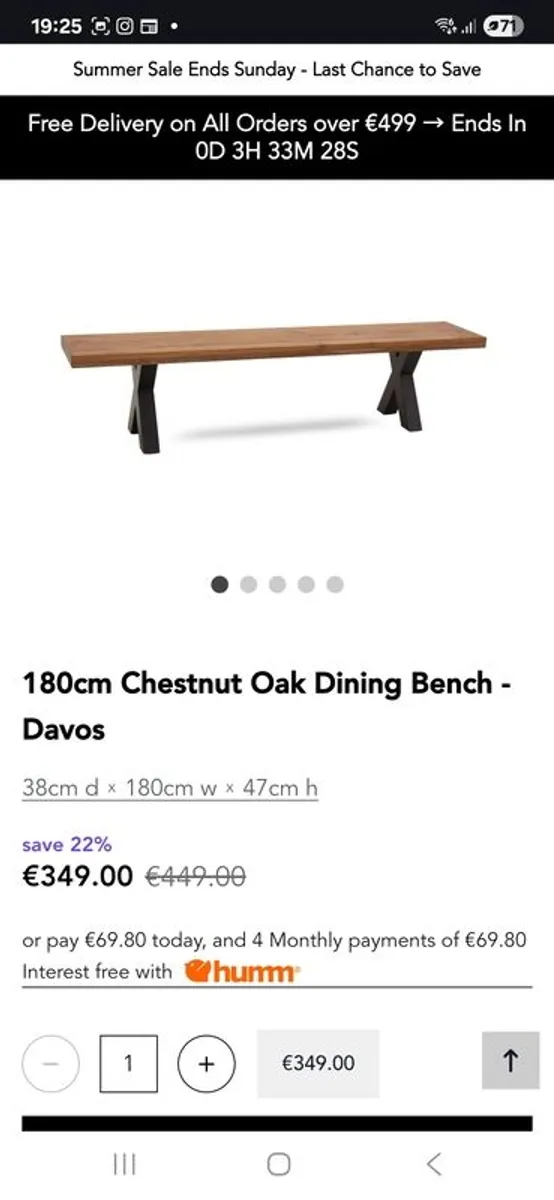 CHestnut Oak Dining Table & Bench - Image 2