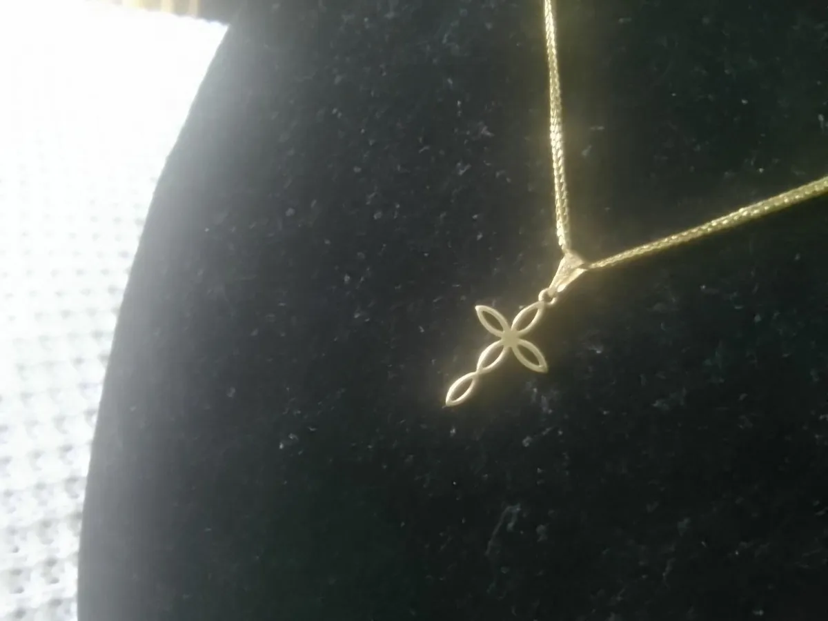 9ct GOLD MODERN CROSS PENDANT18" NEW - Image 4