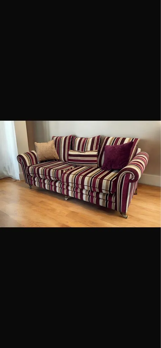 Striped 3 + 2 seater sofa + matching armchair - Image 2