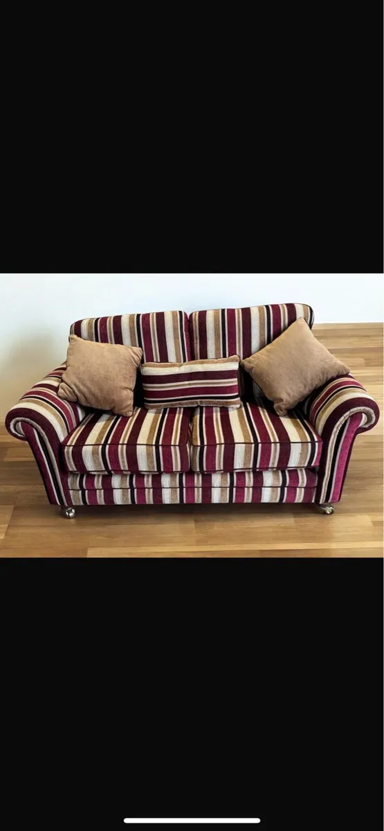 Striped 3 + 2 seater sofa + matching armchair - Image 3