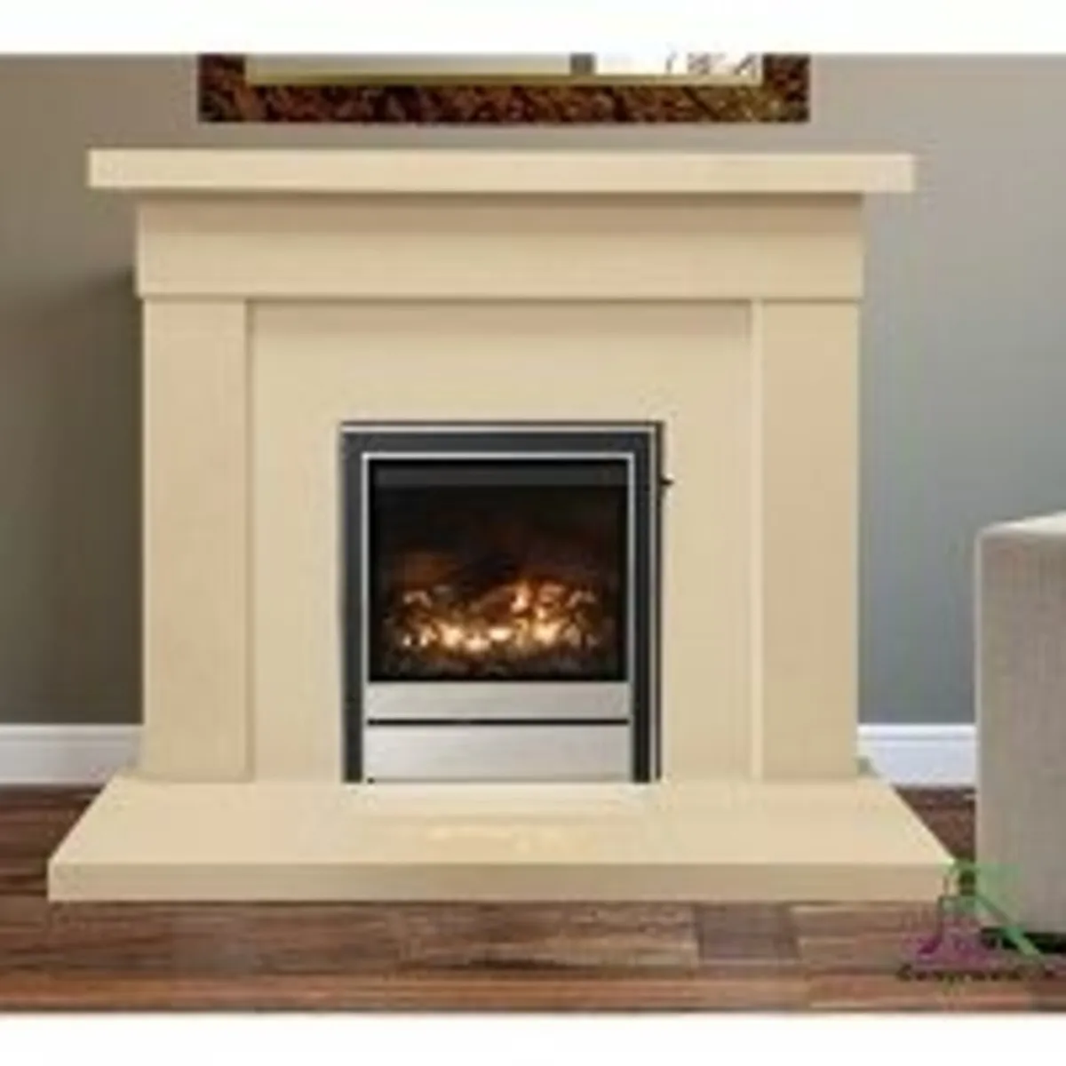 Abbey 54″ Complete Portuguese limestone fireplace