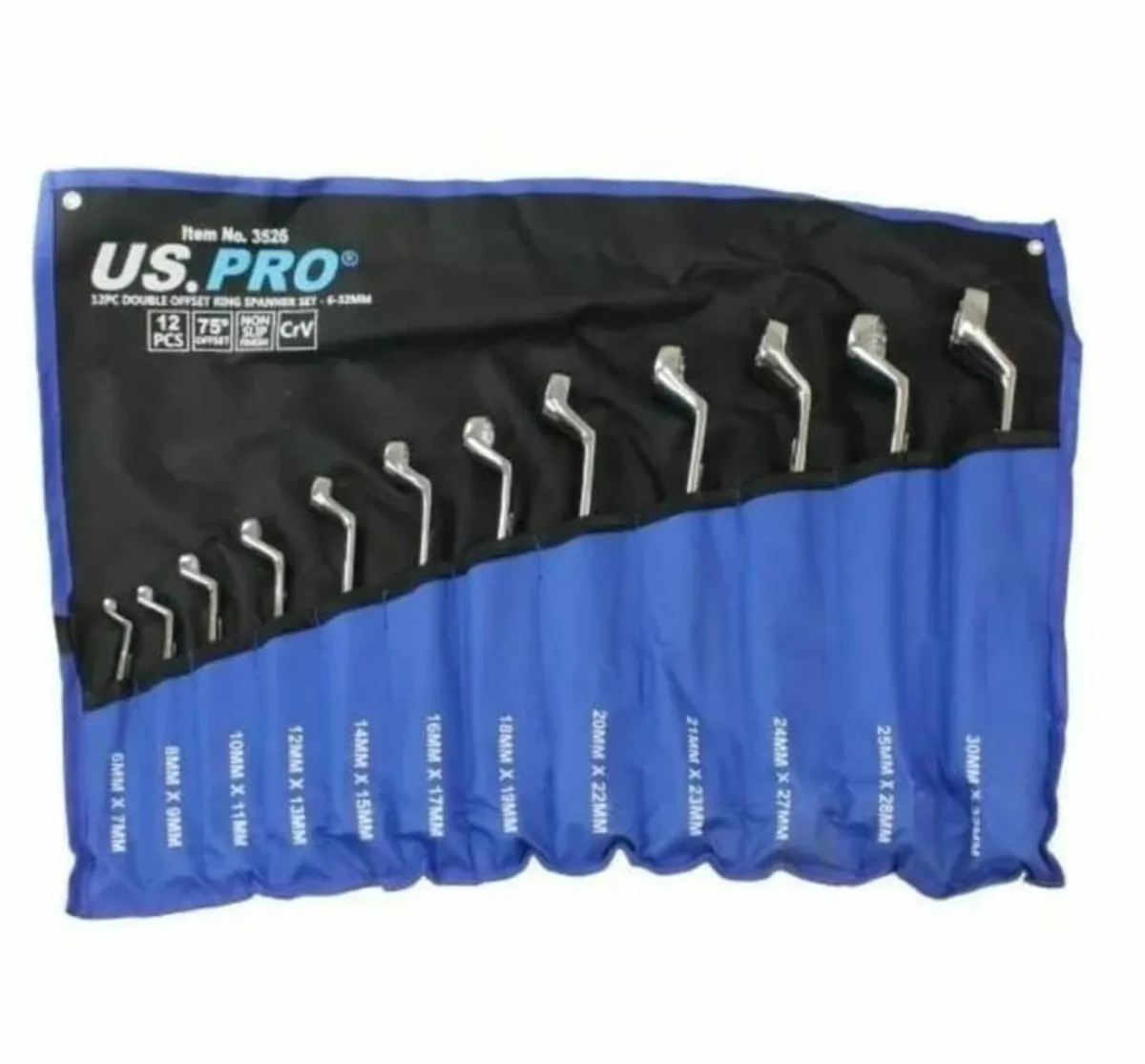 12PCS DOUBLE OFFSET RING SPANNER WRENCH SET - Image 1
