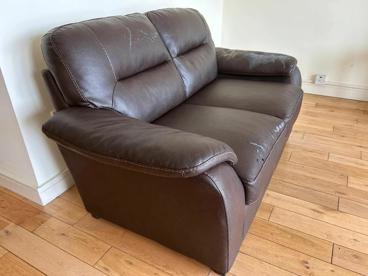 Free to go : Brown 3, 2 and 1 Seater Faux Leather - Image 1