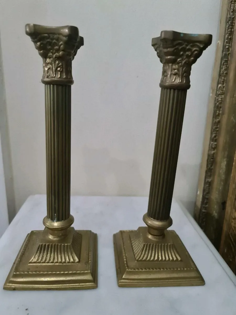 Pair of corinthian candle holders - Image 1