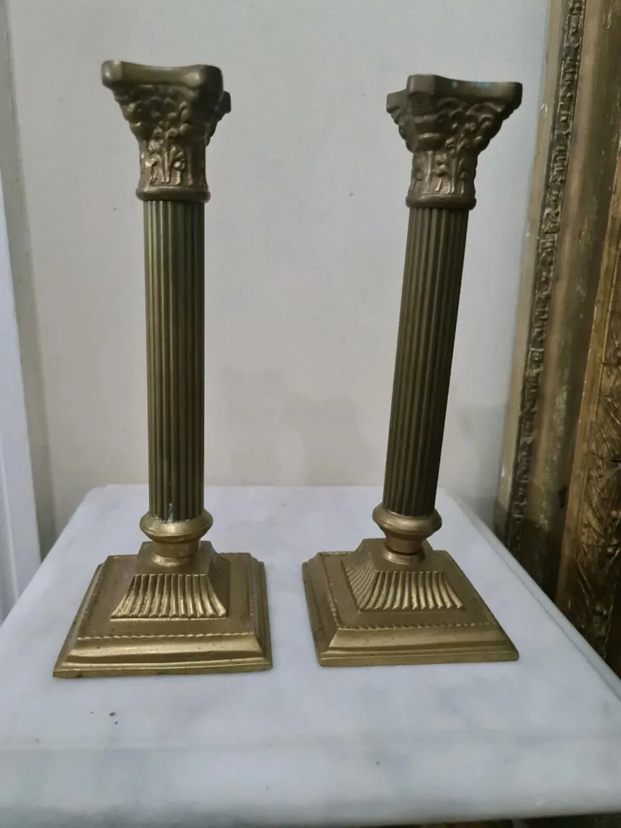 Pair of corinthian candle holders - Image 2
