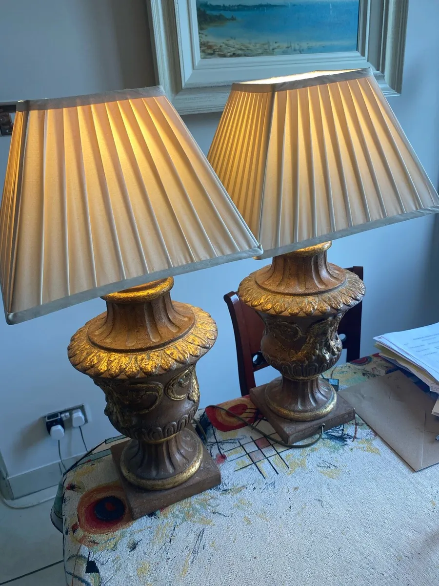 Large Vintage Stone Table Lamps - Image 1