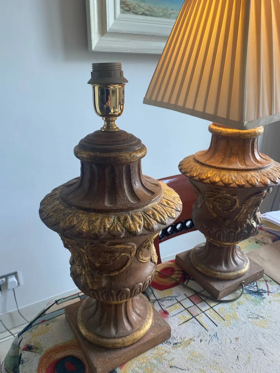 Large Vintage Stone Table Lamps - Image 3