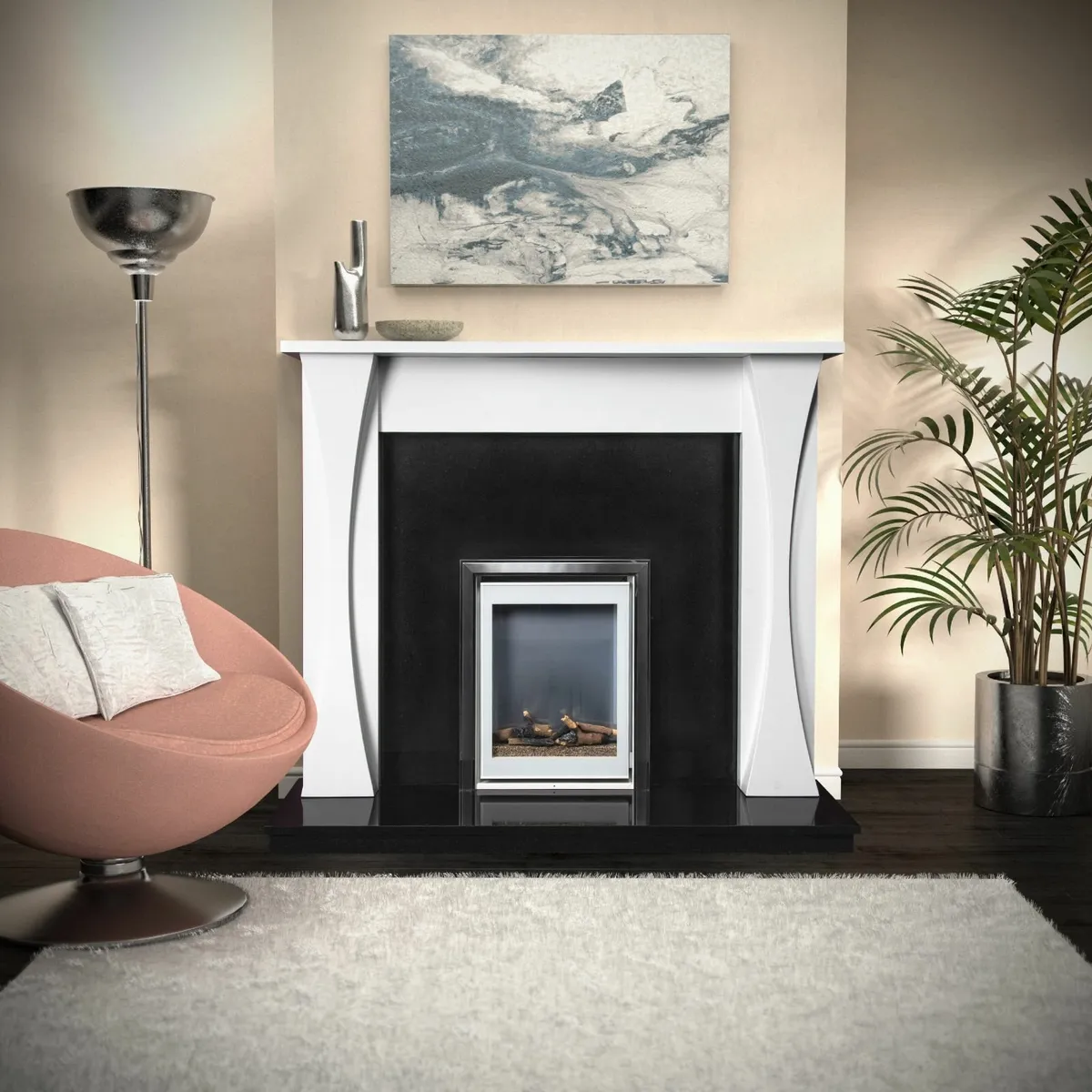 Athena Honed Polar White Fireplace Surround 54″-60