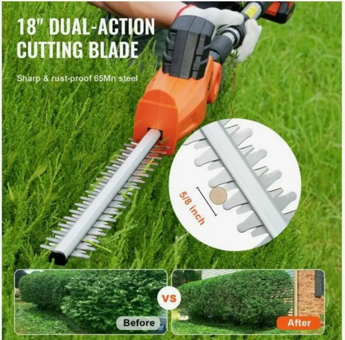 20V Cordless Hedge Trimmer Telescoping - Image 2