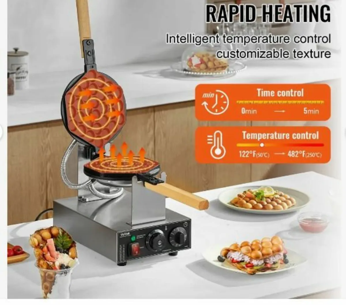 Commercial Bubble Waffle Maker Egg - Image 2