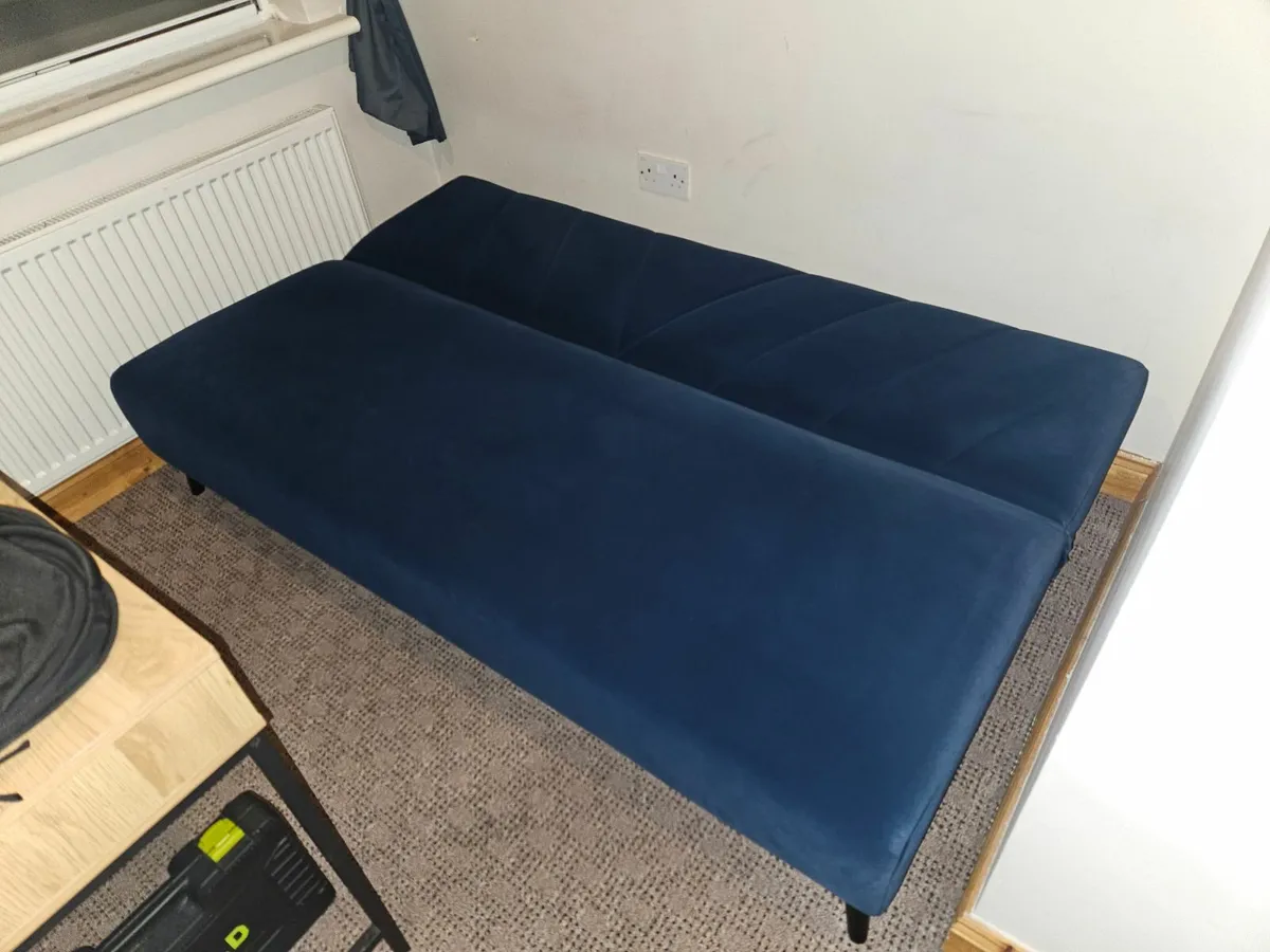 Blue velvet sofa, like new, Mark & Spencer - Image 2