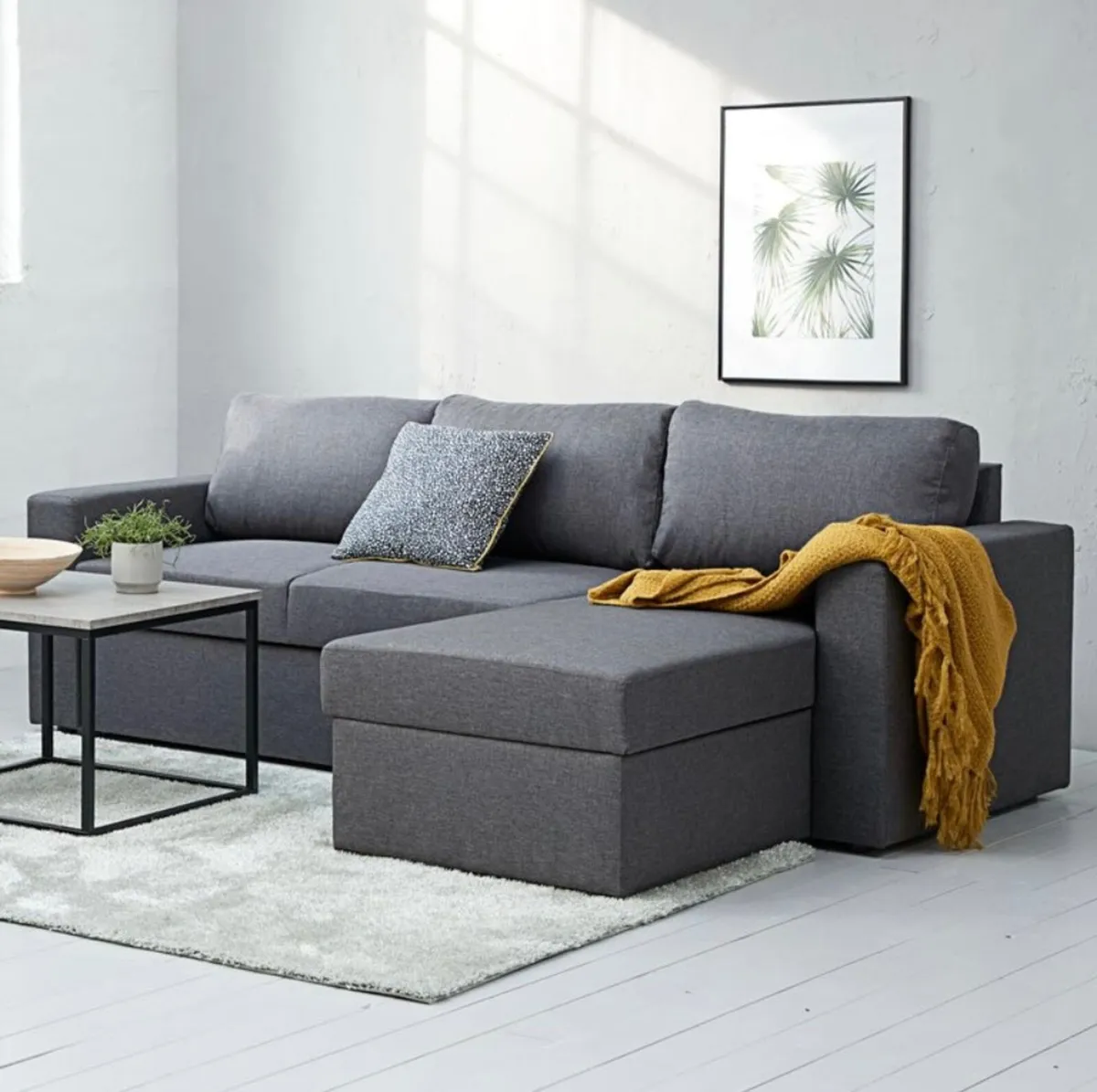 Fold out couch. L shaped couch with storage. - Image 1