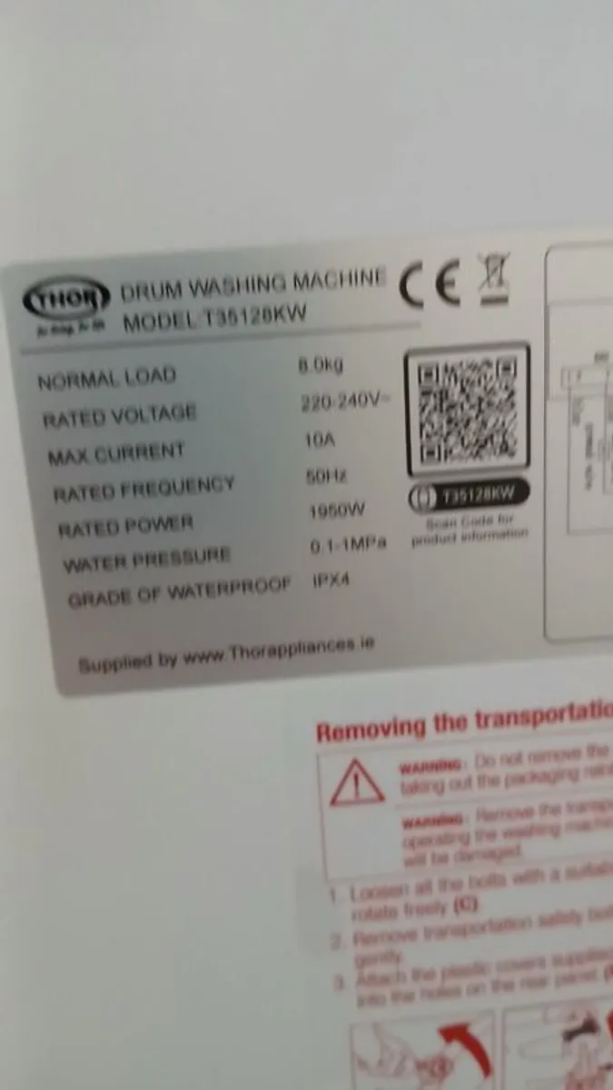 Thor washing machine 8kg - Image 2