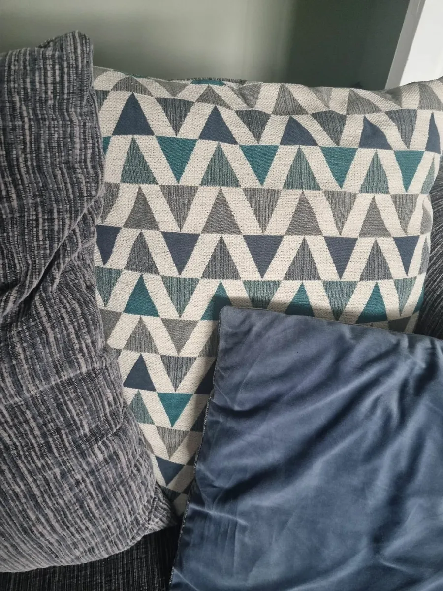 Sofa , 2 grey fabric snuggler pillowback - Image 4