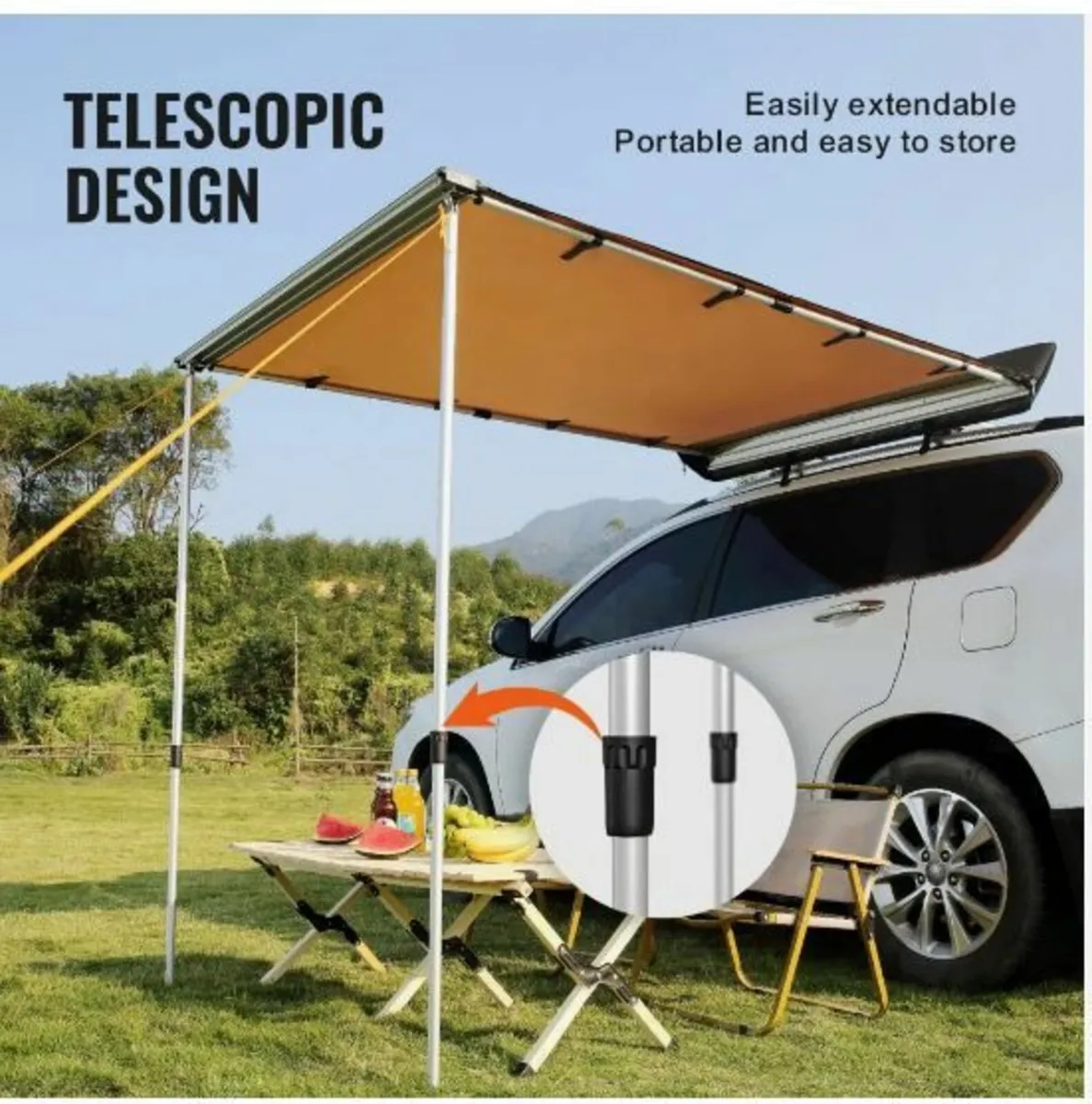 Car Side Awning, Large 4.6'x6.6' Shade - Image 3