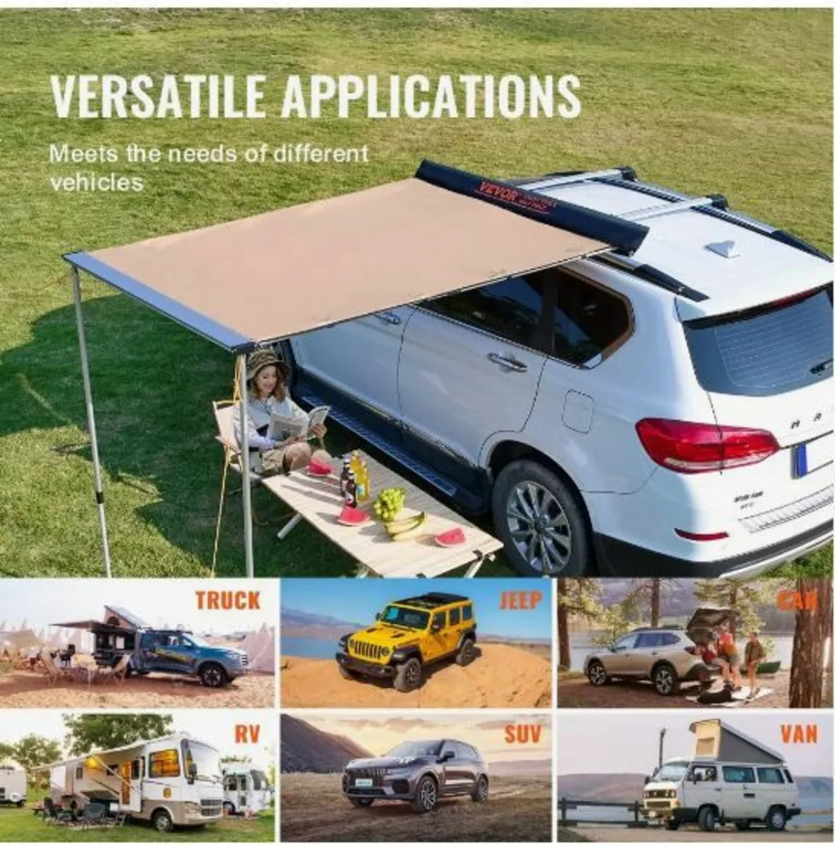 Car Side Awning, Large 4.6'x6.6' Shade - Image 4