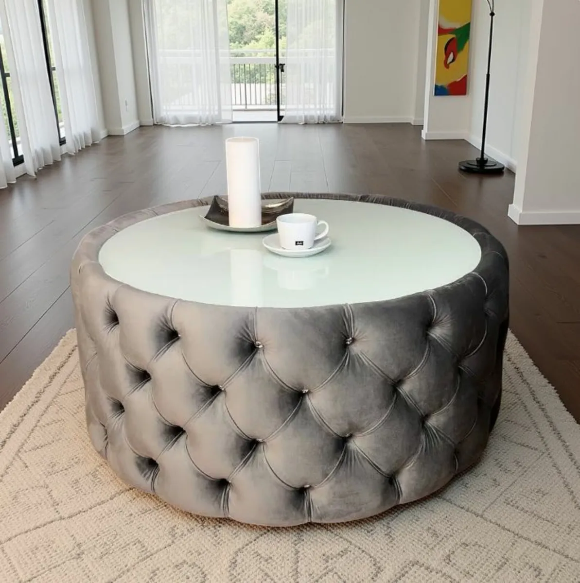 Velvet Button Coffee Table Chesterfield - Image 2