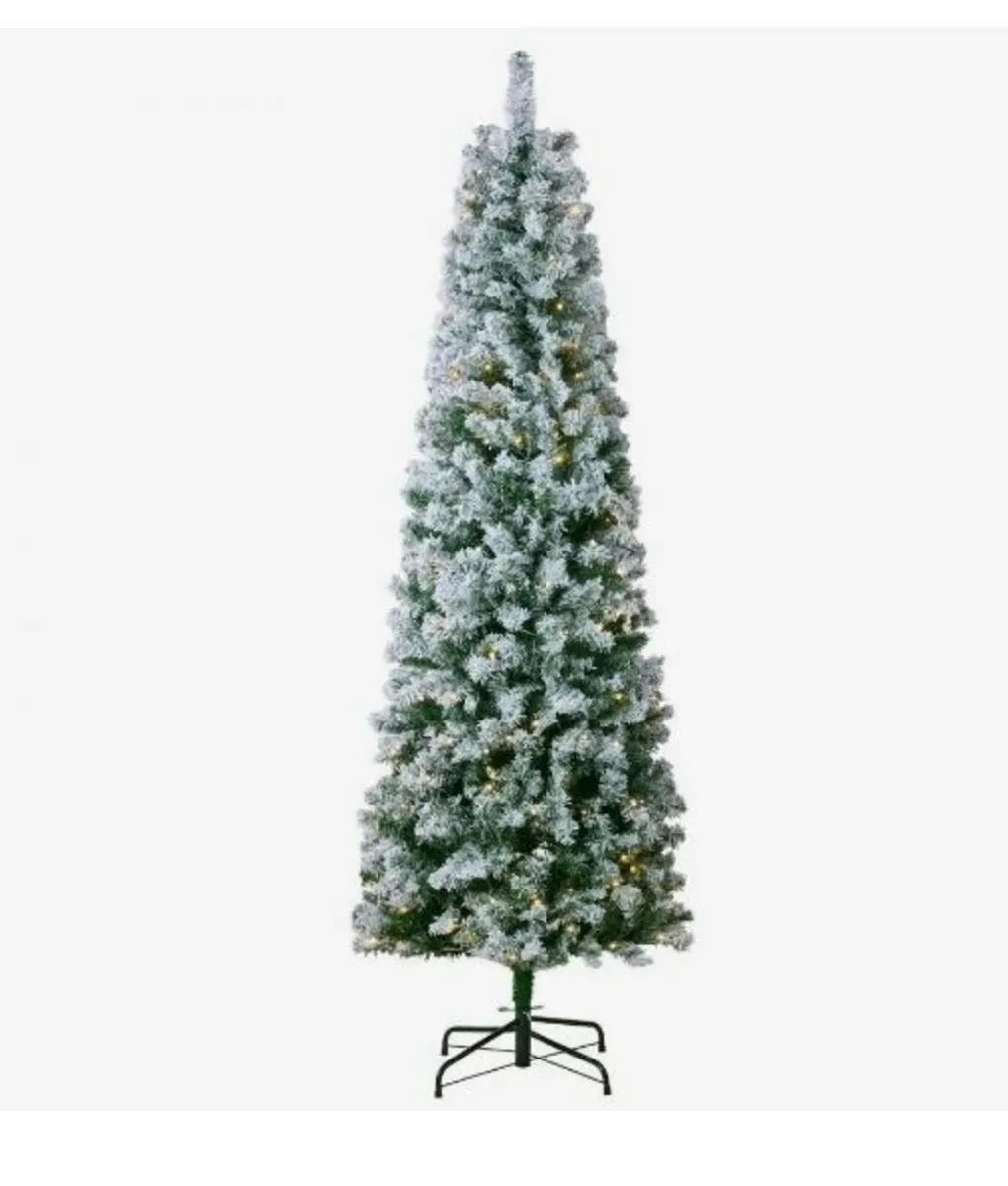 Christmas Tree 6.5ft Prelit Flocked Xmas - Image 1