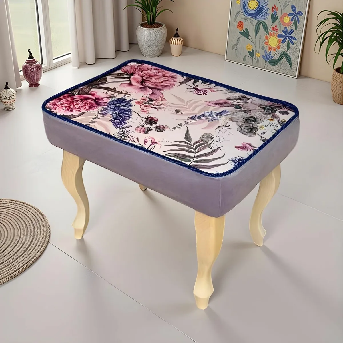 Luxe Velvet Footstool 60x40cm - Image 1