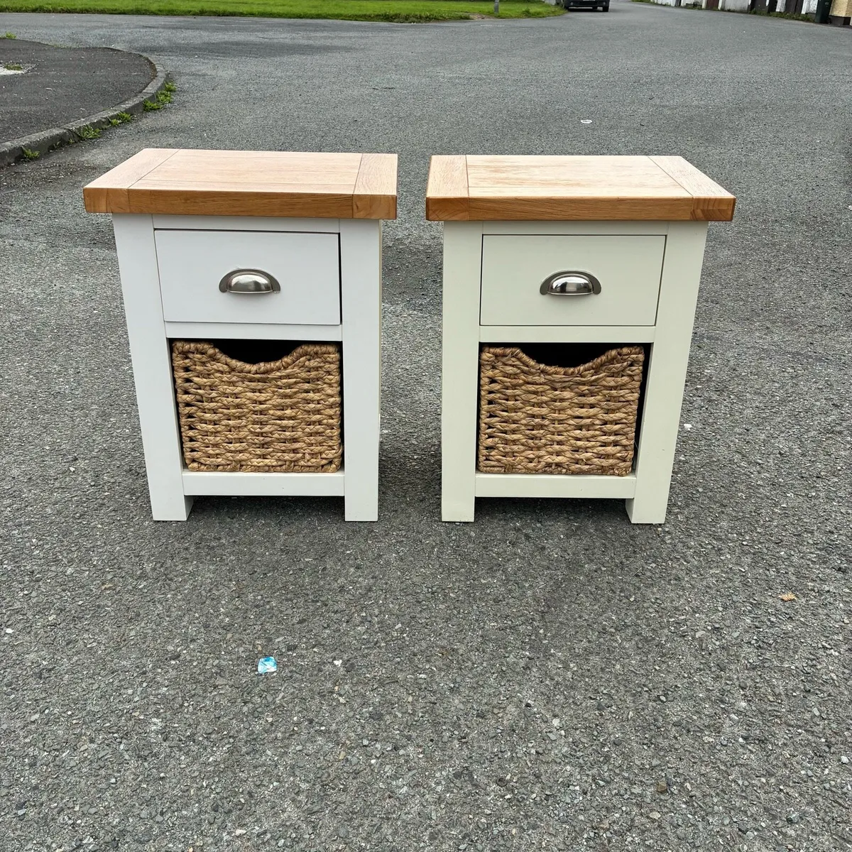 Two Solid Oak & Cream Lockers - Image 1