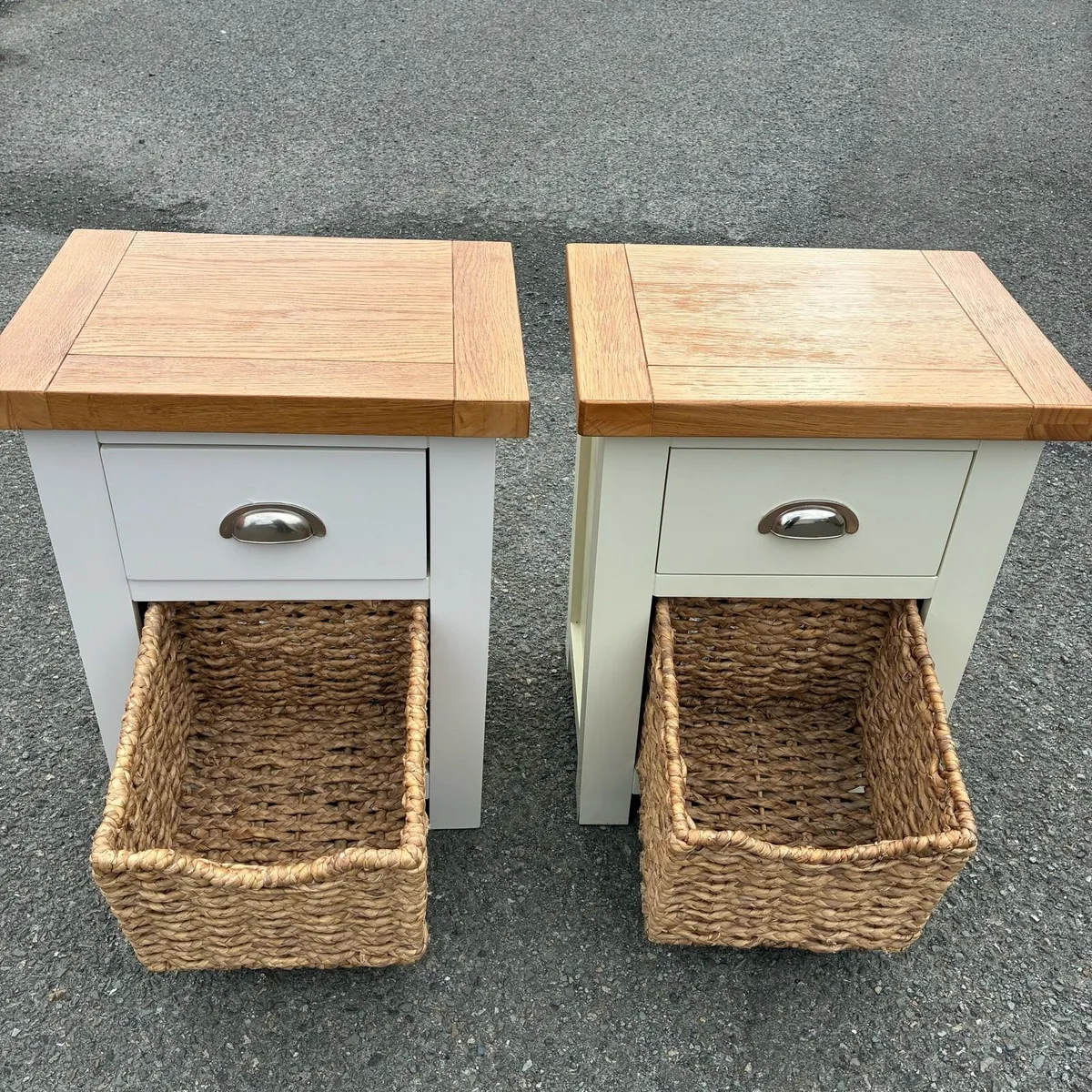 Two Solid Oak & Cream Lockers - Image 3