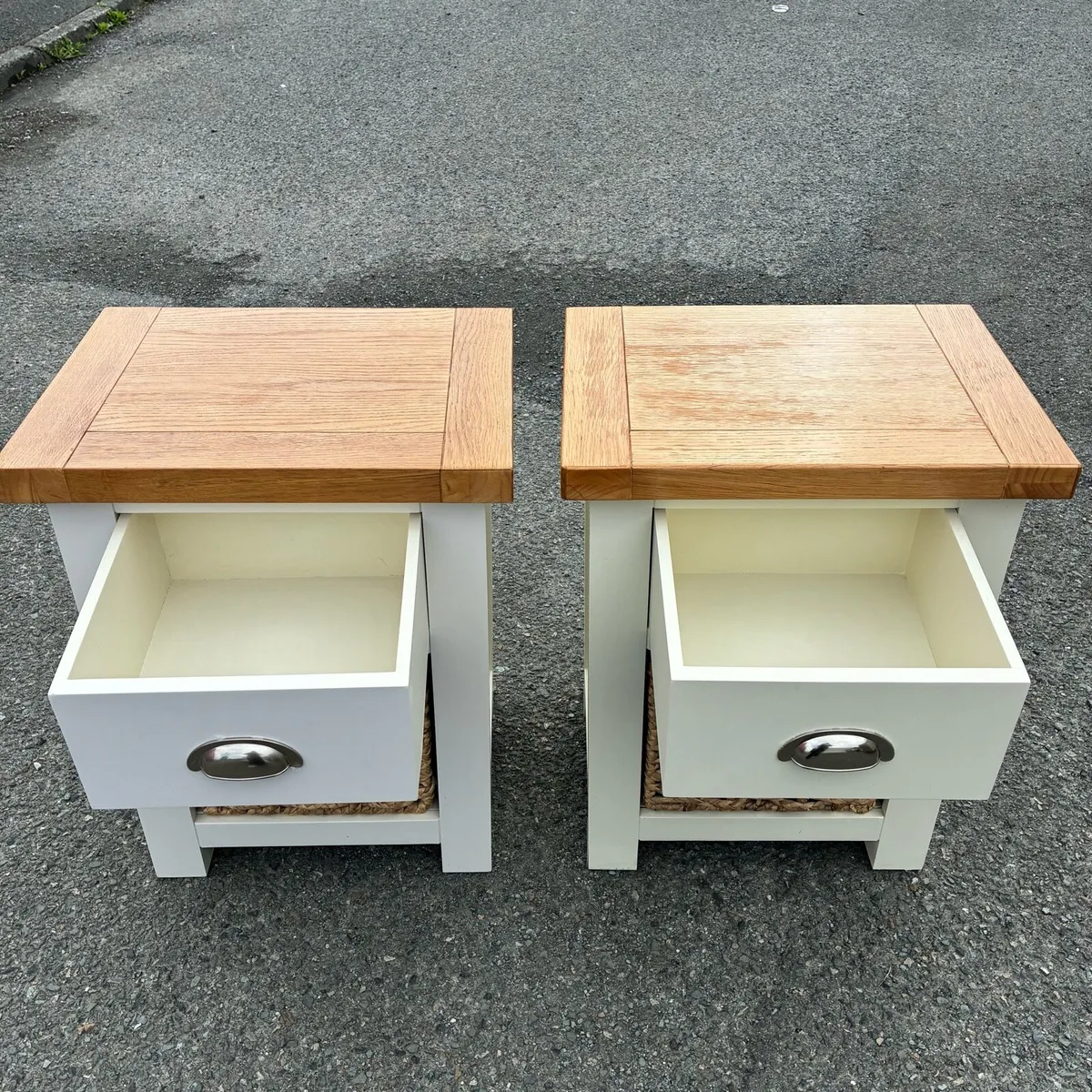 Two Solid Oak & Cream Lockers - Image 4