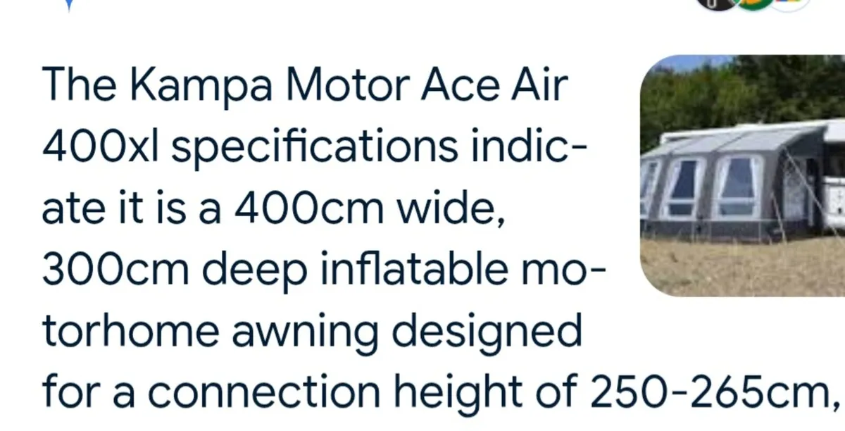Kampa motor ace 400xl air awning - Image 4