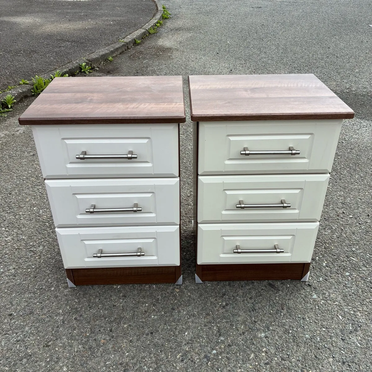 Two Solid Walnut & Cream Lockers - Image 1