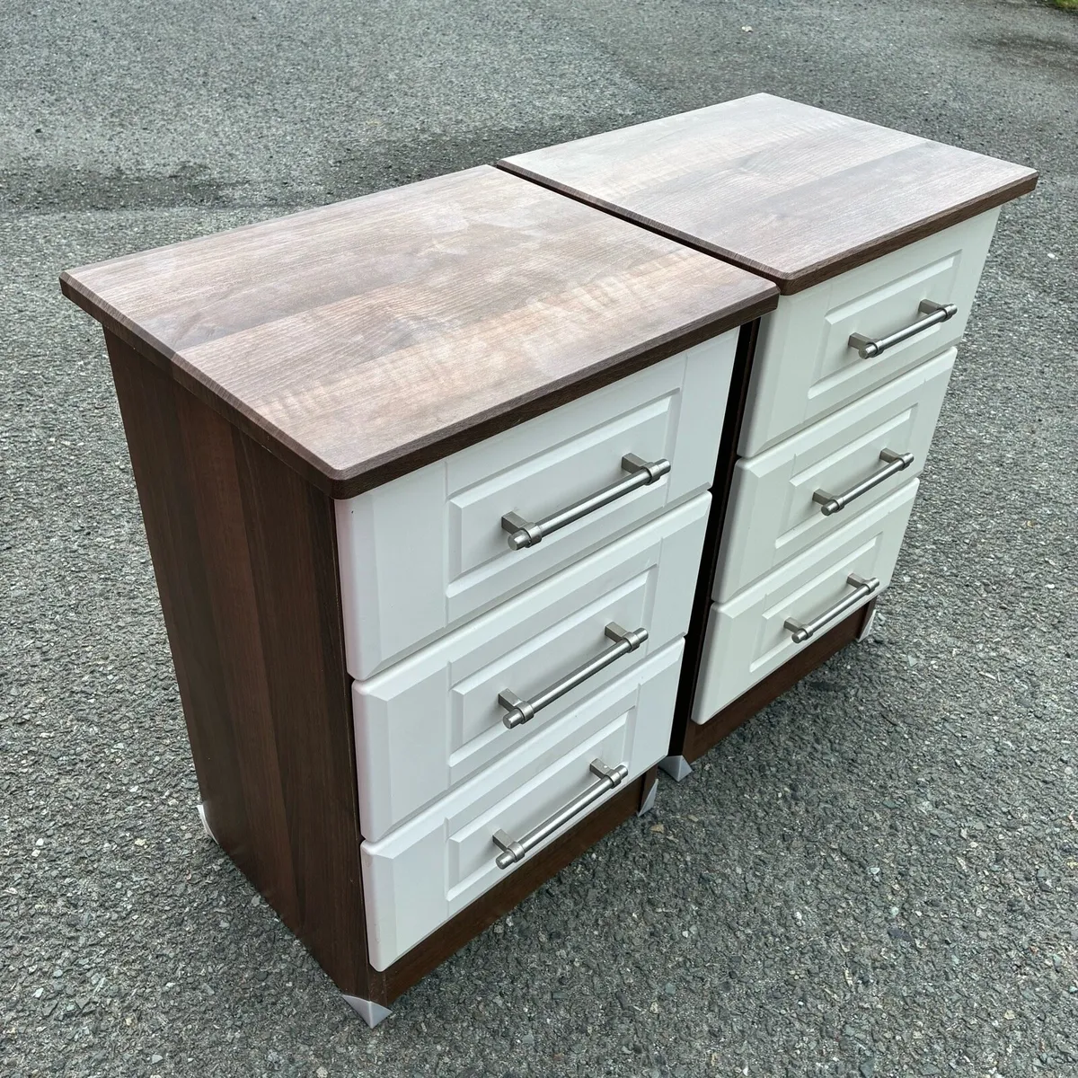 Two Solid Walnut & Cream Lockers - Image 3