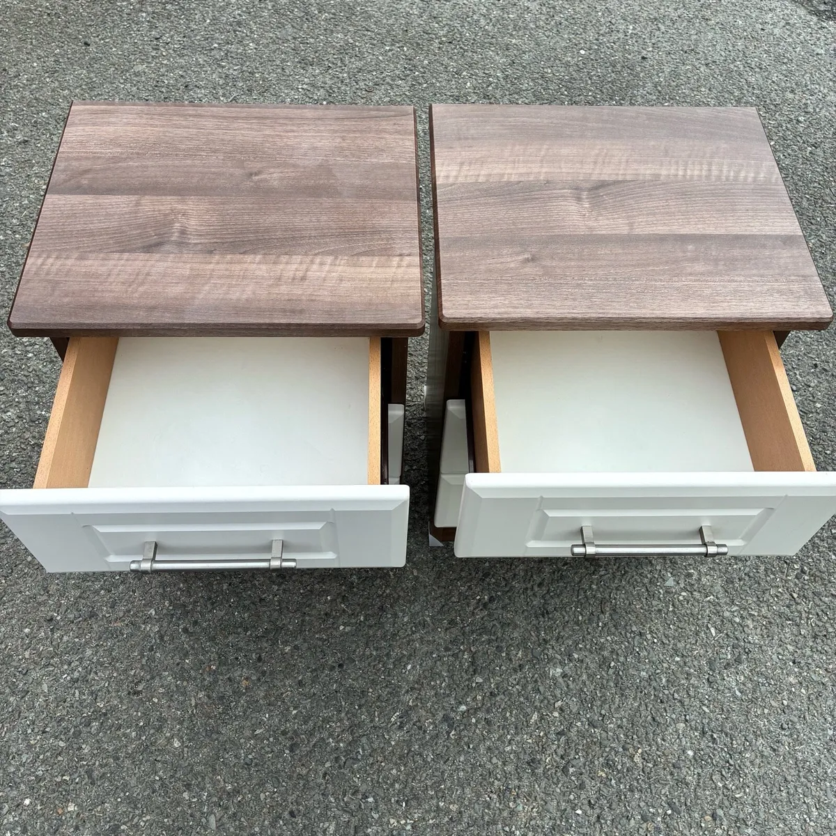 Two Solid Walnut & Cream Lockers - Image 4