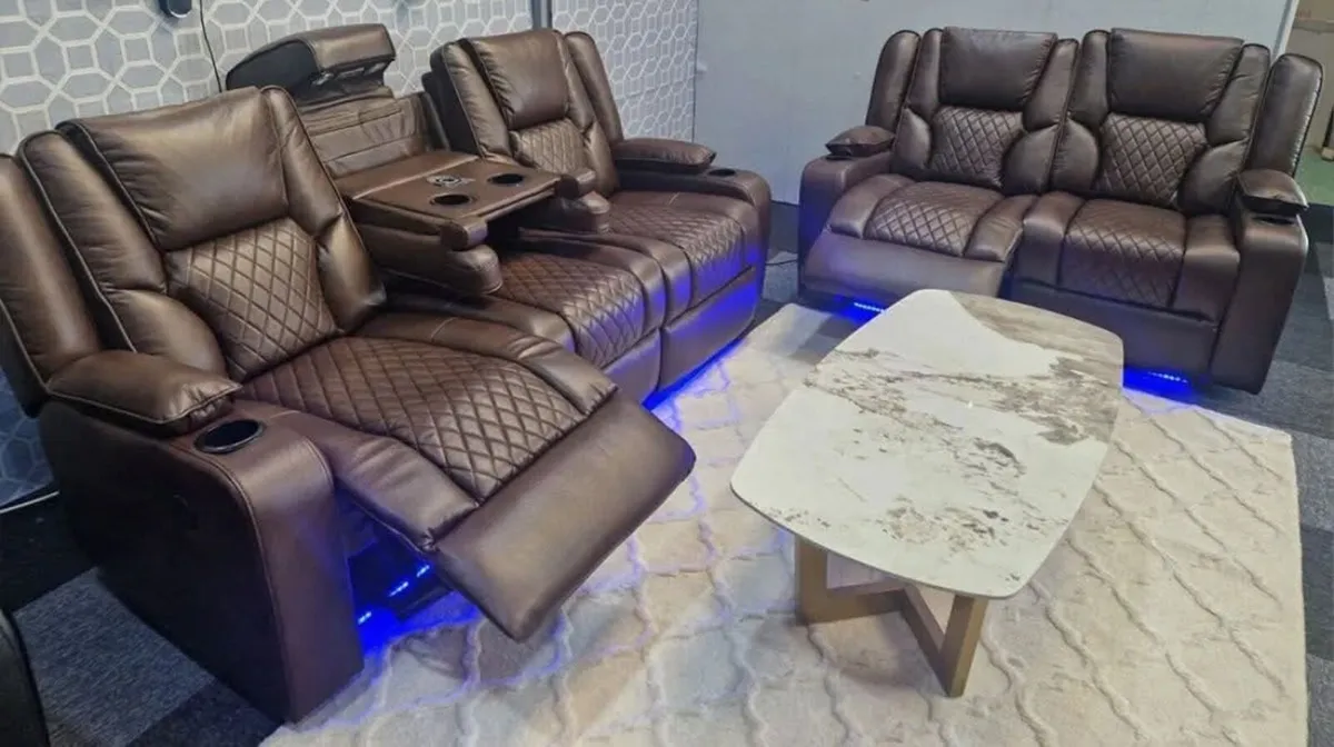 Electric Real Leather Orlando Recliner Sofa Set - Image 2