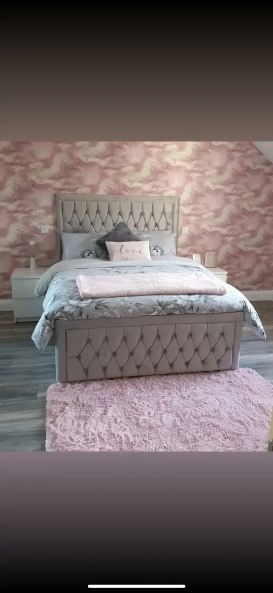 Framed french velvet chesterfield beds all sizes - Image 1