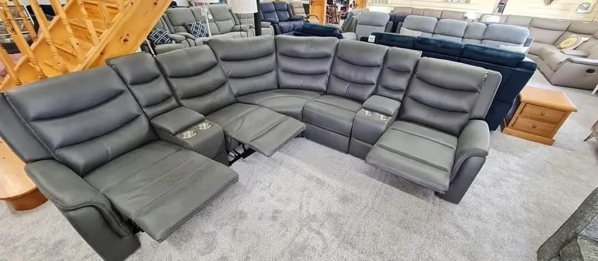 New Grey Micro Fabric Polly Recliner Sofa - Image 1