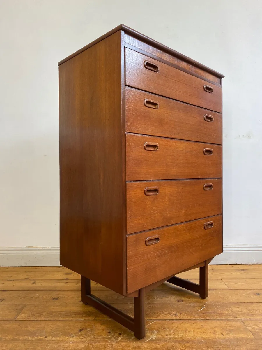 Mid Century Danish Tallboy Chest of Drawers - Image 1