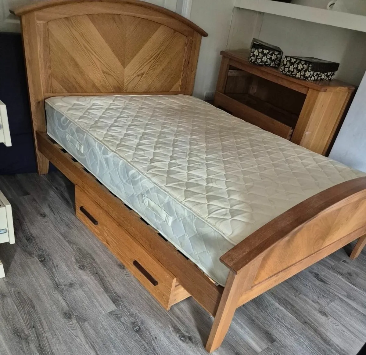 Wooden Double Bed and Mattress - Image 2