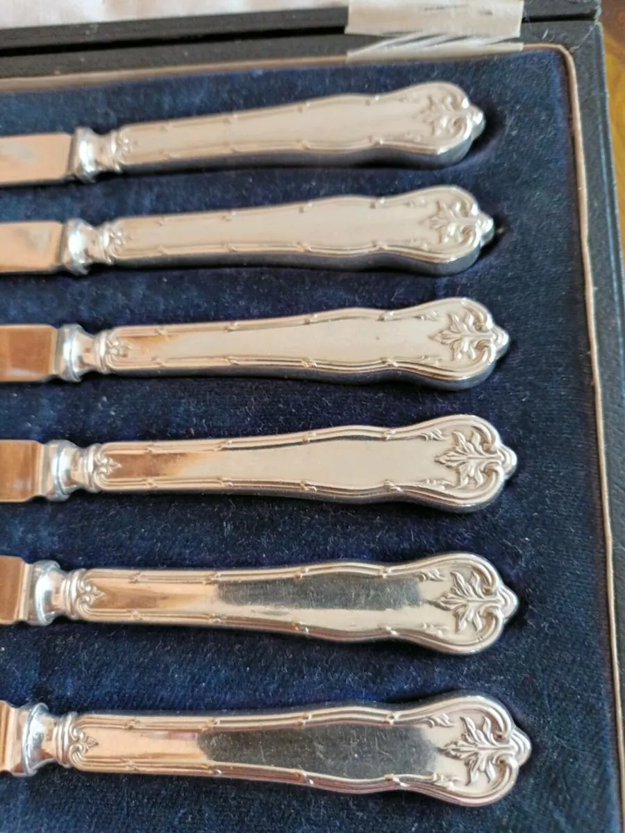 Antique Cased Set of 6 Cake Knives/Butter Spreader - Image 3