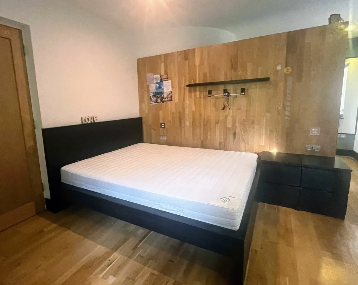 IKEA MALM King Bed + Matching Lockers + Mattress - Image 2