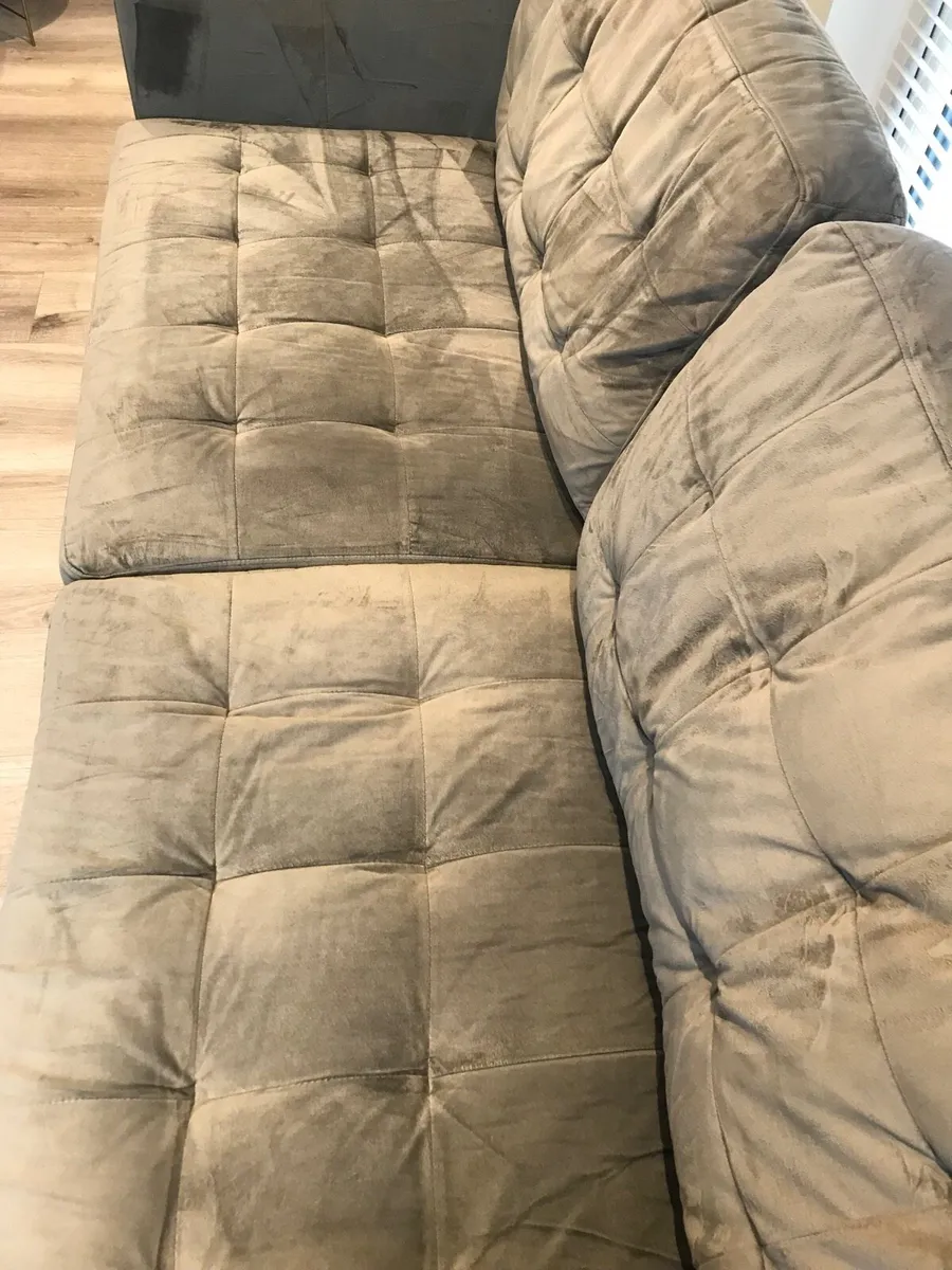 Lovely silver / grey velour couch - Image 2
