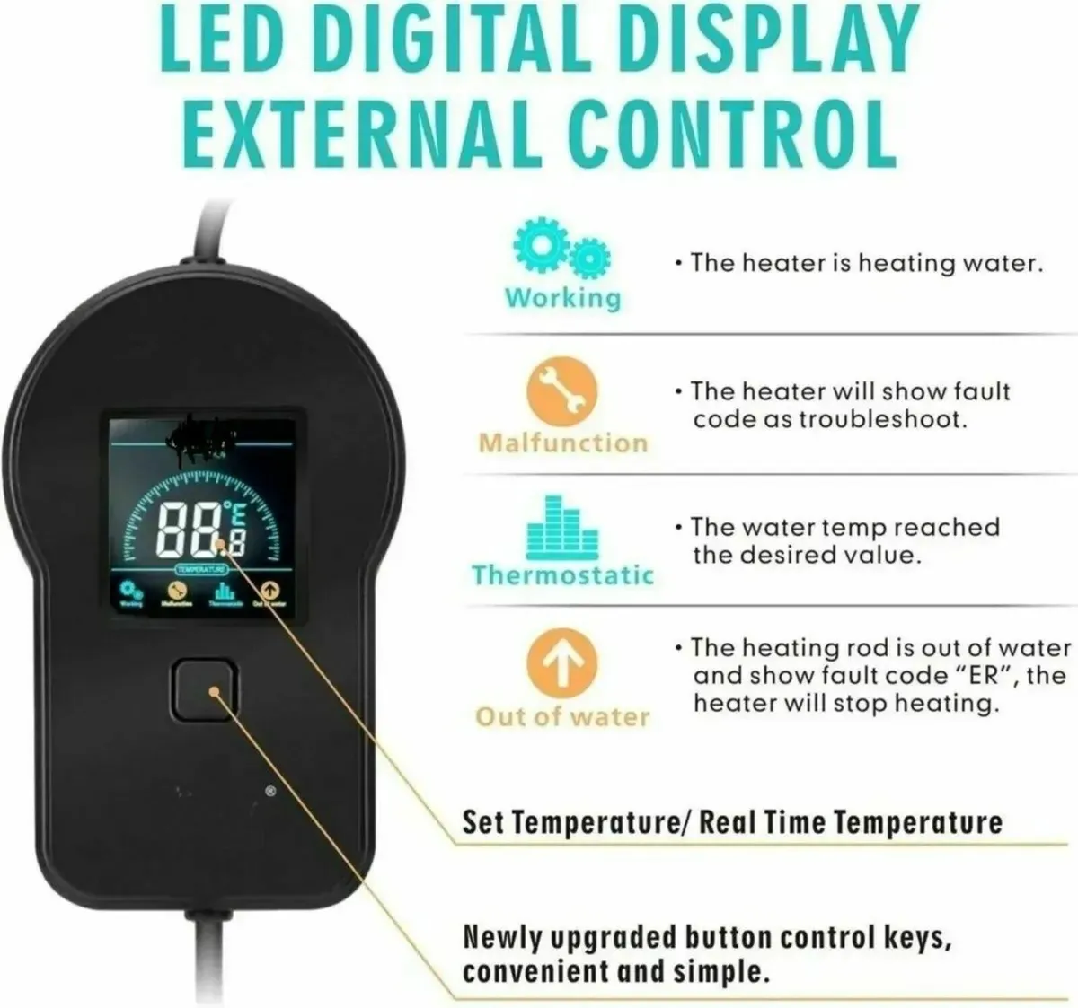 Underwater Aquarium Heater 800W Submersible - Image 2