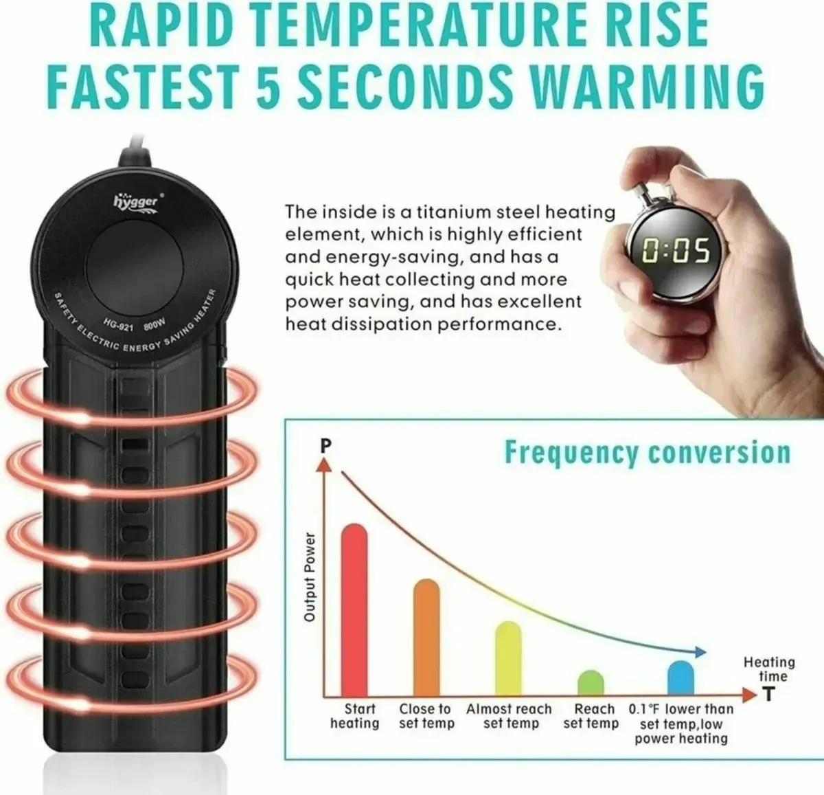 Underwater Aquarium Heater 800W Submersible - Image 3