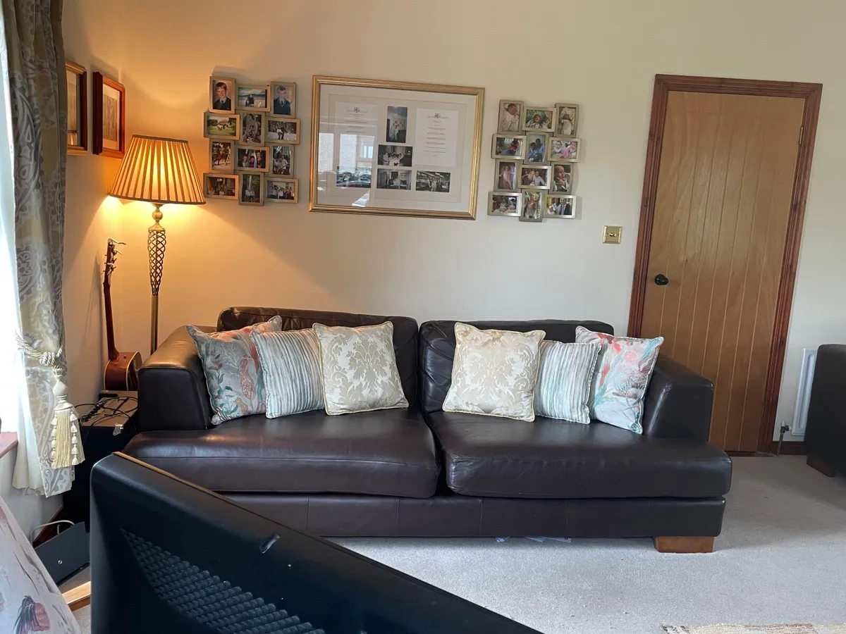 M&S Genuine Leather 4 Seater Sofa - Image 1