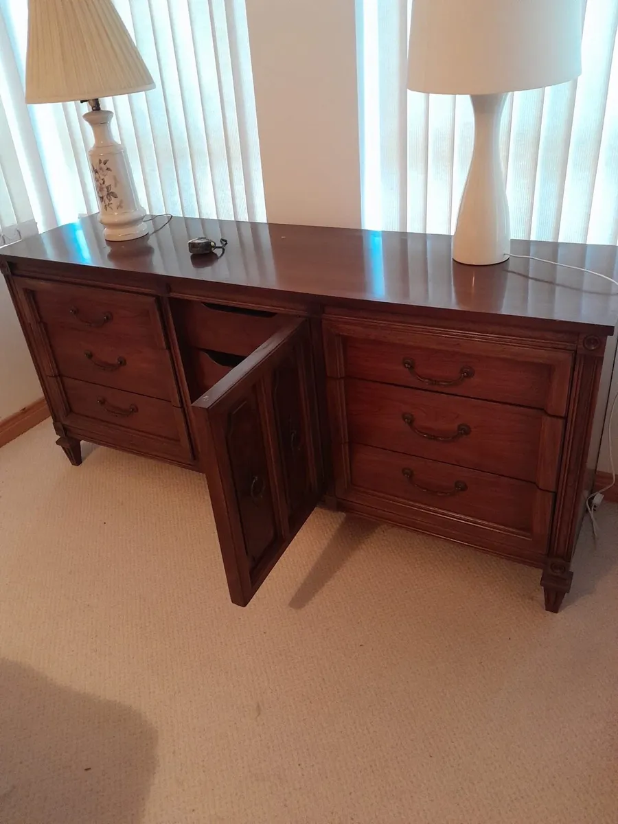 American Vintage Walnut Triple Dresser Base - Image 1