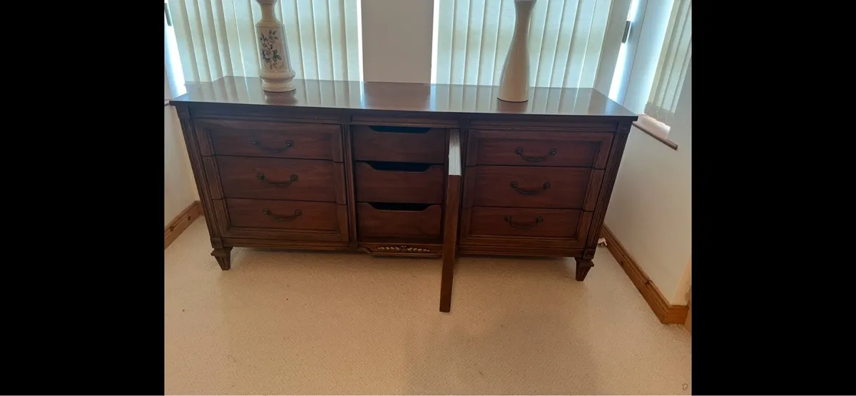 American Vintage Walnut Triple Dresser Base - Image 2