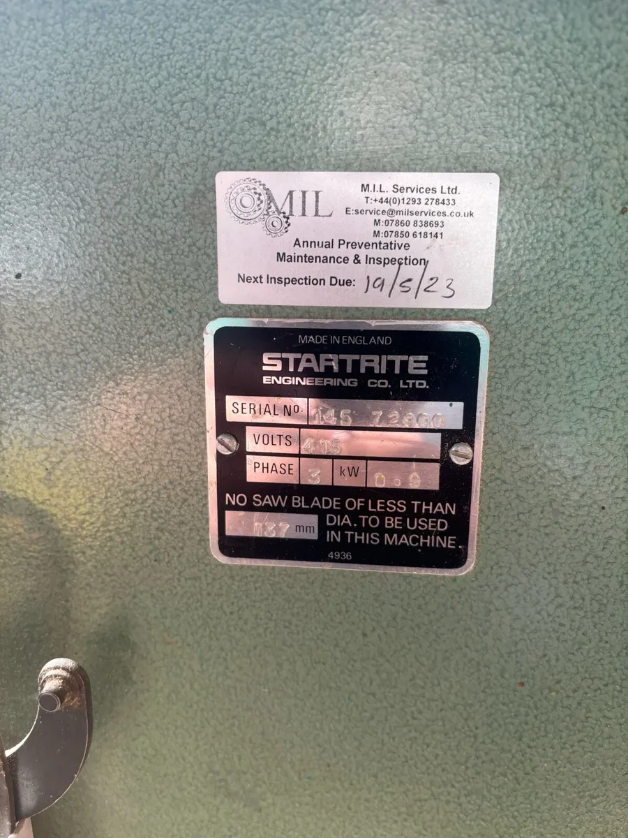 Startrite table saw tilt 3 phase cast bed - Image 2