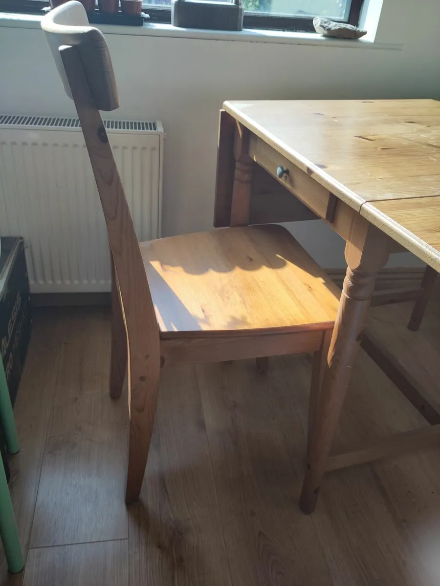 Wooden desk / drop leaf table + chair incl drawer - Image 2